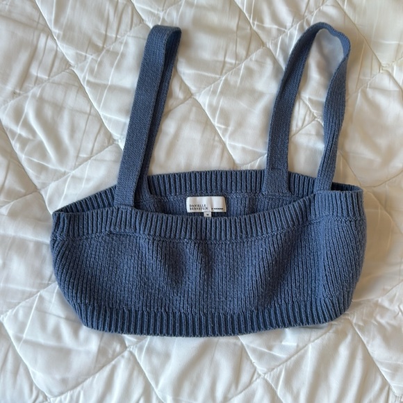 weworewhat danielle beenstein knit blue crop top - Picture 3 of 5